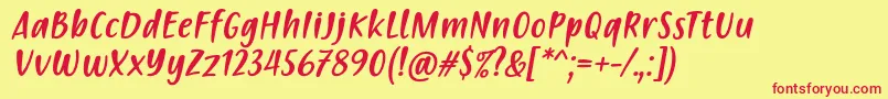 Fonte Passion to Action Slant Font by Situjuh 7NTypes – fontes vermelhas em um fundo amarelo