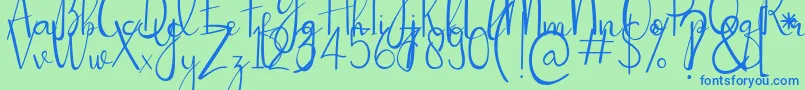Passionate Font – Blue Fonts on Green Background