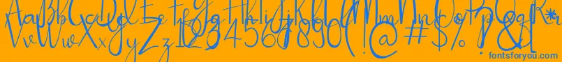 Passionate-Schriftart – Blaue Schriften auf orangefarbenem Hintergrund