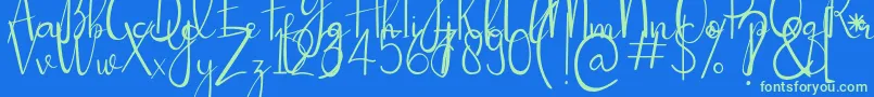 Passionate Font – Green Fonts on Blue Background