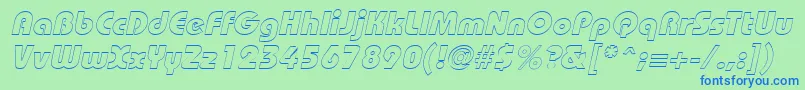 BordeauxblackoutlineItalic Font – Blue Fonts on Green Background