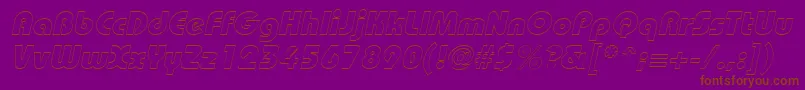 BordeauxblackoutlineItalic-fontti – ruskeat fontit violetilla taustalla