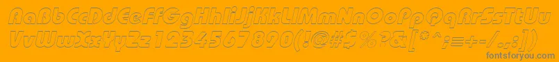 BordeauxblackoutlineItalic-Schriftart – Graue Schriften auf orangefarbenem Hintergrund