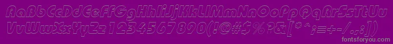 BordeauxblackoutlineItalic-fontti – harmaat kirjasimet violetilla taustalla