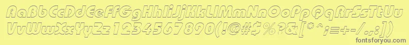 Police BordeauxblackoutlineItalic – polices grises sur fond jaune