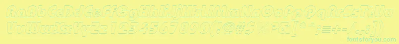 BordeauxblackoutlineItalic-Schriftart – Grüne Schriften auf gelbem Hintergrund