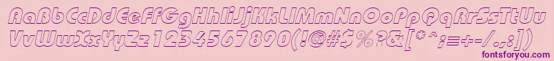 Fonte BordeauxblackoutlineItalic – fontes roxas em um fundo rosa