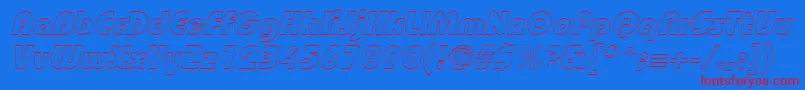 BordeauxblackoutlineItalic-Schriftart – Rote Schriften auf blauem Hintergrund