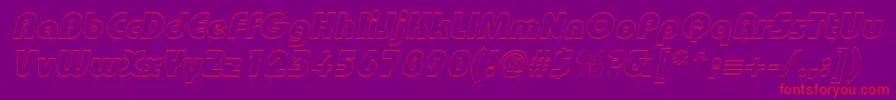 BordeauxblackoutlineItalic-Schriftart – Rote Schriften auf violettem Hintergrund