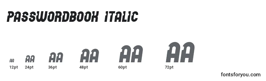 Größen der Schriftart PasswordBook Italic