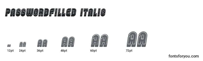 Größen der Schriftart PasswordFilled Italic