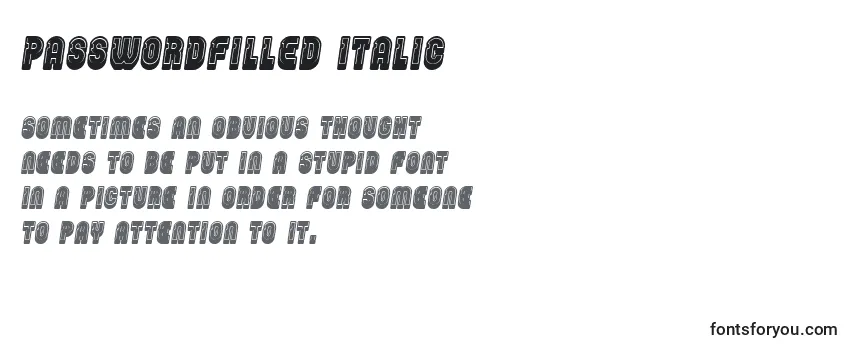 Reseña de la fuente PasswordFilled Italic