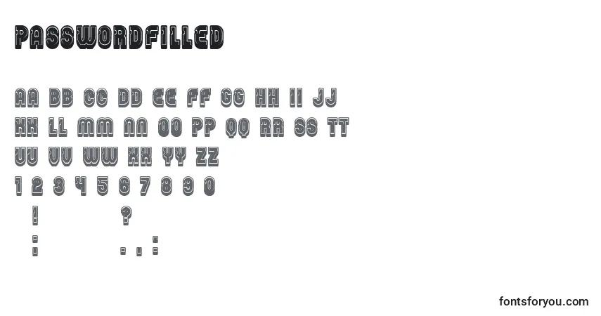 Fuente PasswordFilled - alfabeto, números, caracteres especiales