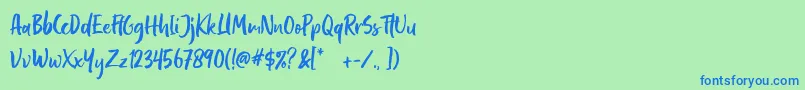 Czcionka Pastelle DEMO – niebieskie czcionki na zielonym tle