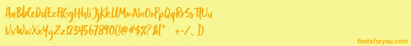 Weitere Informationen zur Pastelle DEMO-Schriftart Pastelle DEMO-Schriftart – Orangefarbene Schriften auf gelbem Hintergrund
