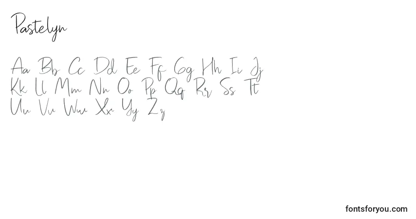 Czcionka Pastelyn – alfabet, cyfry, specjalne znaki