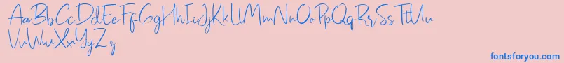 Pastelyn Font – Blue Fonts on Pink Background