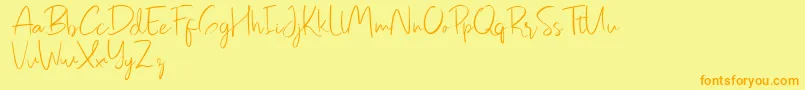 Pastelyn-Schriftart – Orangefarbene Schriften auf gelbem Hintergrund