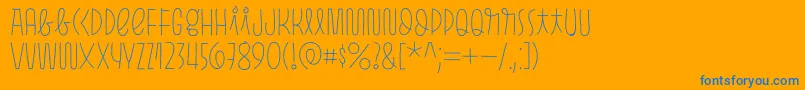 Pasto Print Thin-Schriftart – Blaue Schriften auf orangefarbenem Hintergrund