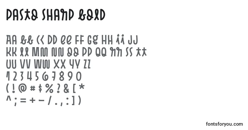 Шрифт Pasto Sharp Bold – алфавит, цифры, специальные символы
