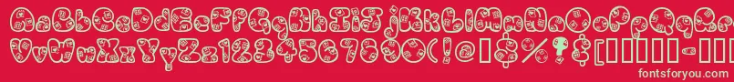 Patches-Schriftart – Grüne Schriften auf rotem Hintergrund
