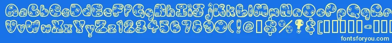 Patches-Schriftart – Gelbe Schriften auf blauem Hintergrund