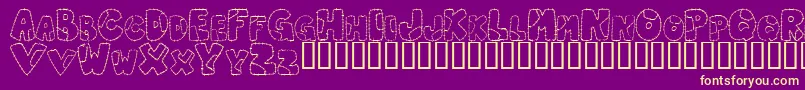 フォントPATCL    – 紫の背景に黄色のフォント