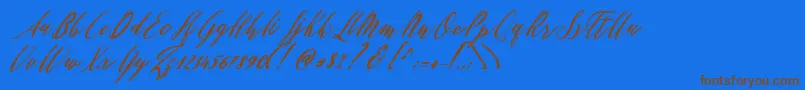 Patricia Script Font – Brown Fonts on Blue Background