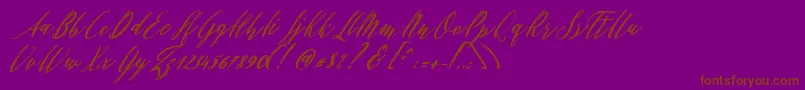 フォントPatricia Script – 紫色の背景に茶色のフォント