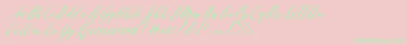 Police Patricia Script – polices vertes sur fond rose