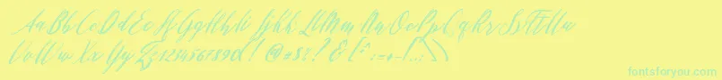 Patricia Script Font – Green Fonts on Yellow Background