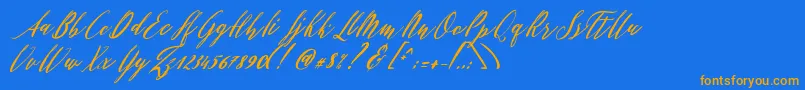Police Patricia Script – polices orange sur fond bleu