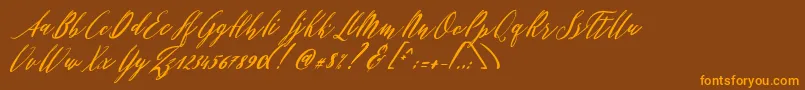 Patricia Script Font – Orange Fonts on Brown Background
