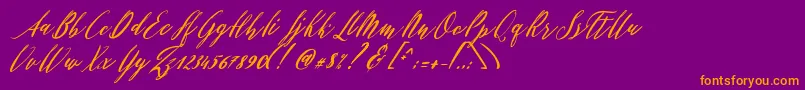 Patricia Script Font – Orange Fonts on Purple Background