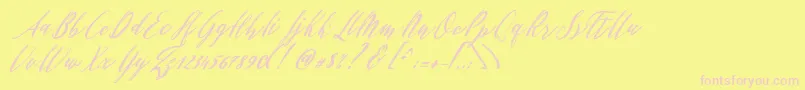 Patricia Script-Schriftart – Rosa Schriften auf gelbem Hintergrund
