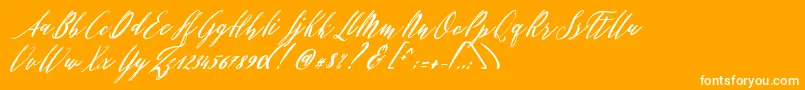 Patricia Script-Schriftart – Weiße Schriften auf orangefarbenem Hintergrund