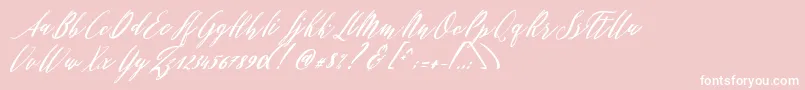 Fonte Patricia Script – fontes brancas em um fundo rosa