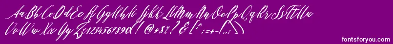 Patricia Script-fontti – valkoiset fontit violetilla taustalla