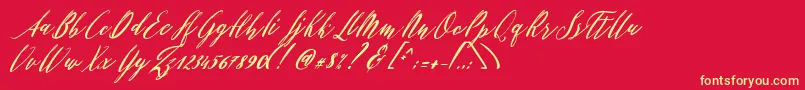 Patricia Script Font – Yellow Fonts on Red Background
