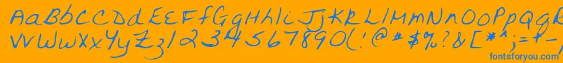 VickiRegular-Schriftart – Blaue Schriften auf orangefarbenem Hintergrund