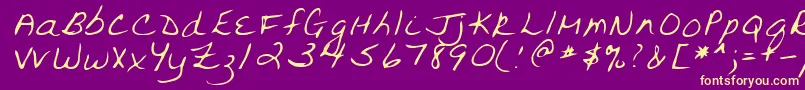 VickiRegular-Schriftart – Gelbe Schriften auf violettem Hintergrund