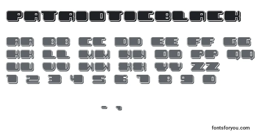 Шрифт PatrioticBlack – алфавит, цифры, специальные символы