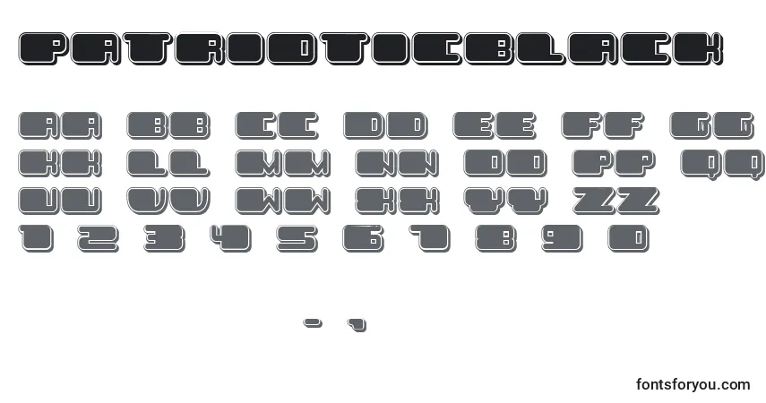 Schriftart PatrioticBlack – Alphabet, Zahlen, spezielle Symbole