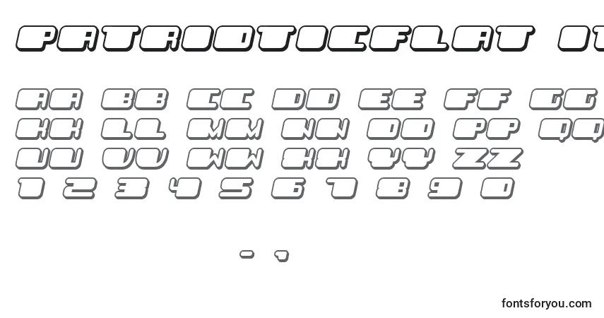 A fonte PatrioticFlat Italic – alfabeto, números, caracteres especiais