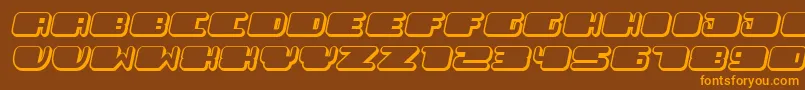 フォントPatrioticFlat Italic – オレンジ色の文字が茶色の背景にあります。