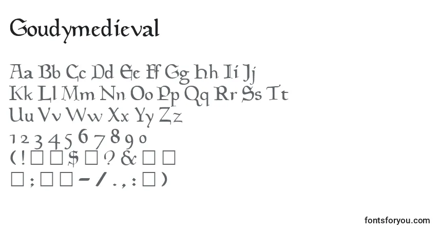 Шрифт Goudymedieval – алфавит, цифры, специальные символы