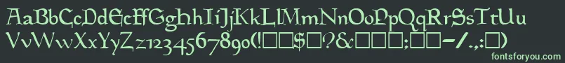 Goudymedieval-fontti – vihreät fontit mustalla taustalla