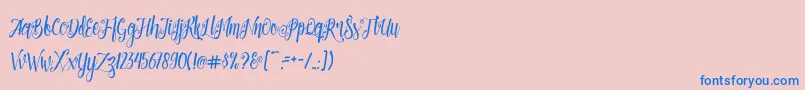 Patronia Script-Schriftart – Blaue Schriften auf rosa Hintergrund