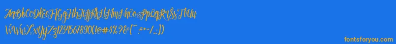 Patronia Script-Schriftart – Orangefarbene Schriften auf blauem Hintergrund