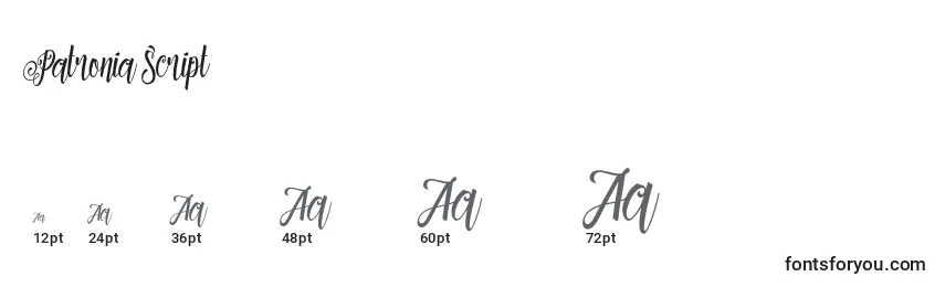 Patronia Script Font Sizes